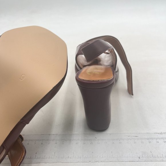 FYS Wine Platform Square Toe Pumps Chunky Block High Heel Mary Janes Slingback - Picture 6 of 8